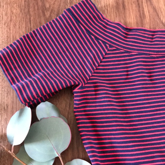 Red and Blue Off The Shoulder Shirt - Picture 2 of 4